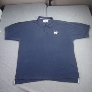 Vtg New‎ York Yankees Polo Shirt Blue Mens XL Embroidered Logo Starter MLB